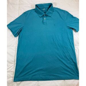 IZOD Men's Polo Shirt XL Teal Blue Heathered Short Sleeve Cotton Blend Logo